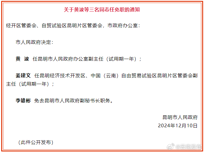 昆明市市行政審批辦公室人事任命推動改革再上新臺階